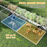 Outdoor Dog Kennel with Two Rooms, Escape-Proof Lock