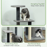 Cat Tree Cat Tower Multi-Level with Sisal Scratching Post for Kittens and Adults Grey Large 41
