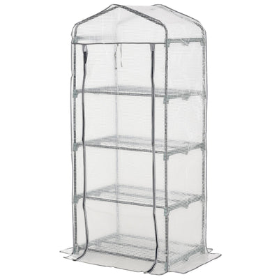 Portable Greenhouse Outdoor Hot House with 4 Tier Shelves, Steel Frame, 28