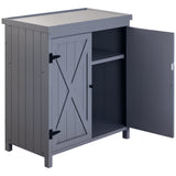 Wooden Garden Storage Shed Kit Wood Garage Tool Organisation Cabinet with 2 Door, 34