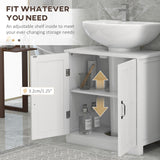 Pedestal Under Sink Cabinet, Bathroom Vanity Cabinet Storage with Double Doors and Adjustable Shelf