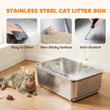 Stainless Steel Litter Box, XL Sifting Cat Litter Box for Medium and Large Cat