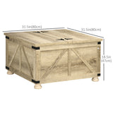Farmhouse Coffee Table, Hidden Storage Compartment and Wooden Legs