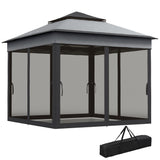 10.7 x 10.7ft Pop Up Gazebo, Adjustable Instant Sun Shelter with UV30+ Roof Cover, Removable Mesh Curtains