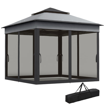 10.7 x 10.7ft Pop Up Gazebo, Adjustable Instant Sun Shelter with UV30+ Roof Cover, Removable Mesh Curtains