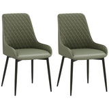 Chaises de cuisine rembourrées, lot de 2 chaises de salle à manger modernes avec capitonnage en losange et pieds en acier pour salle à manger