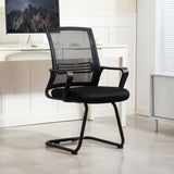 Ergonomic Desk Chair No Wheels, Padded Mesh Office Reception Chair with Sled Base