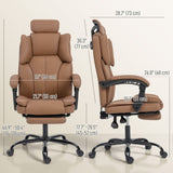 Reclining Office Chair, Executive Desk Chair with Pet-Friendly Fabric, Headrest, Footrest, Swivel Wheels