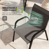 4 Pieces Outdoor Furniture Set with 2 Stackable Chairs, Patio Conversation Set with Glass Coffee Table