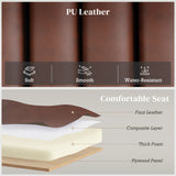 Bedroom Bench PU Leather End of Bed Bench with Cylindrical Seat and Metal Legs for Bedroom Living Room Hallway