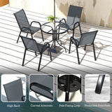 Five-Piece Steel Patio Set, with Glass-Top Table