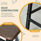 3 Piece Counter Height Bar Table Set with 1 Table, 2 Matching Stools, Dining Table Set with Storage Shelf and Metal Frame Footrest