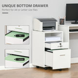 Small Filing Cabinet with 2 Drawers, Lockable Home Office Storage Cabinets on Wheels for A4, Letter Size
