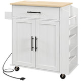 Rolling Island with Wheels for Kitchen, Drawer and Doors