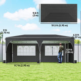 10 x 20 ft Pop Up Canopy Tent with Reflective Strips, UPF 50+ Easy up Instant Canopy with 6 Sandbags