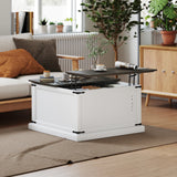 Lift Top Coffee Table with Charging Station, Square Farmhouse Center Table with Hidden Storage