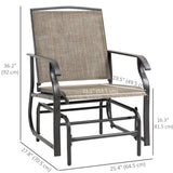 Ensemble 2 chaises glissoir extérieur, chaises berçantes glissoir 2 places avec tissu maille respirant, cadre acier