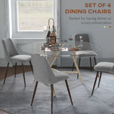 Upholstered Dining Chairs Set of 4, Velvet Accent Chair with Back and Wood-grain Steel Leg for Kitchen
