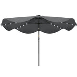 Solar Patio Umbrella with LED and Tilt, Outdoor Market Table Umbrella Parasol with Crank, 10 x 10 ft