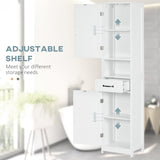 Modern Bathroom Cabinet, Narrow Bathroom Vanities with Open Shelf Drawer Recessed Doors and Adjustable Shelves