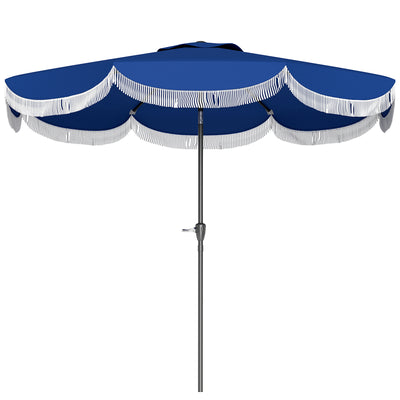 9FT Patio Umbrella Parasol, UPF 30+ Outdoor Market Umbrella with Crank, 8 Ribs, Push Button Tilt