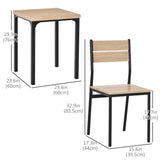 Ensemble table et 2 chaises de salle à manger, table de cuisine 3 pièces et chaises avec pieds en métal pour petits espaces