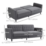 Convertible Bed with Couch, Button Tufted Fabric Sofa Bed with Adjustable Back for Living Room
