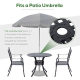 Table à manger ronde pour patio 33 pouces avec trou pour parasol