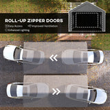 12 x 20ft Carport with 2 Roll-Up Doors, 4 Windows