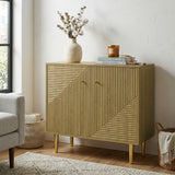Sideboard with Adjustable Shelf, Buffet Cabinet with 2 Doors and Gold Steel Legs for Dining Room