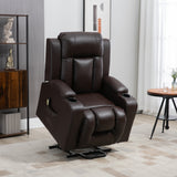 Electric Power Lift Chair, PU Leather Recliner Sofa with Footrest