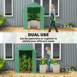 Greenhouse with Raised Garden Bed, Galvanized Metal Planter Box with PE Cover, 56