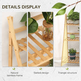3-Tier Plant Stand, Plant Shelf Rack, Folding Bamboo Display Stand, 98x37x96.5cm