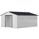 11' x 13'Garden Storage Shed w/ Foundation Kit Metal Tool Storage House w/ Double Doors