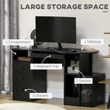 Computer Desk with Storage, Home Office Laptop Table with Shelves and Drawers, Modern Workstation Desk with Keyboard Tray