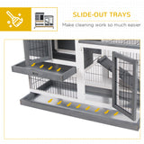 Wooden Rabbit Hutch, Indoor Bunny Cage with Wheels
