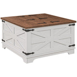 Farmhouse Coffee Table, Hidden Storage Compartment