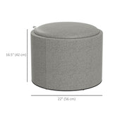 Round Coffee Table, End Table with Hidden Storage and Tray Top, Linen Upholstered Footrest for Living Room