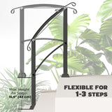 1-3 Step Handrails for Outdoor Steps, Metal Outdoor Stair Railing with Installation Kit