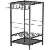 3-Tier Yard Tool Tower Rack, Garden Tool Organizer with 14 Hooks for Long-Handled Rakes