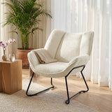 Accent Chair, Sherpa Fleece Armchair with Wide Backrest and Metal Legs