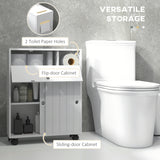 Bathroom Storage Cabinet, Bathroom Cabinet with 4 Rolling Wheels and Paper Holes