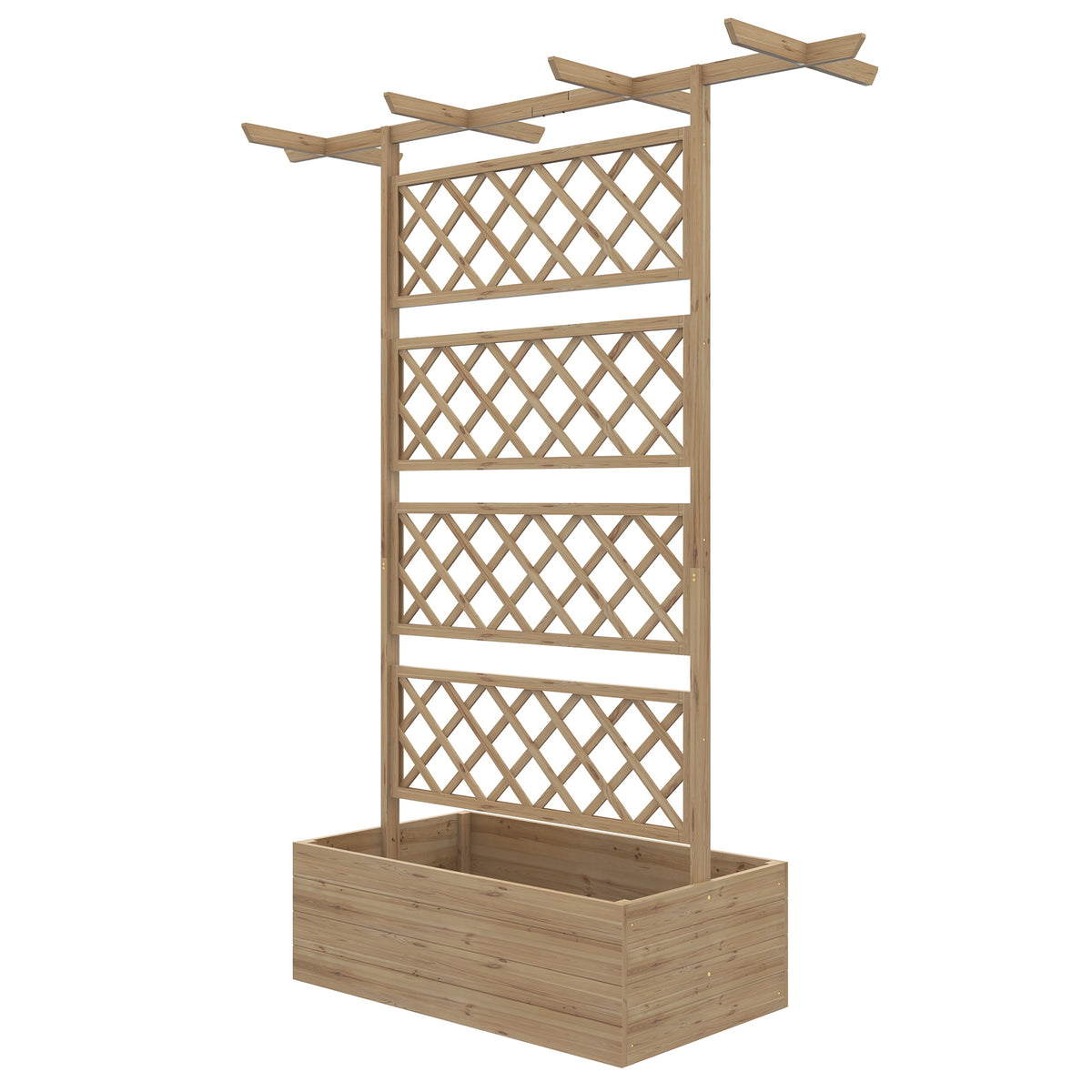 Wooden Planter with Trellis Privacy Screen, Raised Garden Bed to Grow Vegetables