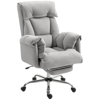 High Back Office Chair, Reclining Desk Chair with Footrest, Swivel Base, Rolling Wheels