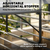 Table de rambarde suspendue à balcon ajustable, Petit bureau mural métallique avec support de rangement