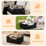 Dog Car Seat, Dog Booster Car Seat Washable with Adjustable Safety Leash, Storage Pockets for Small Under 10kg