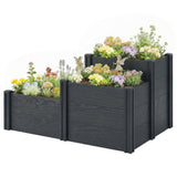 Vinyl Raised Garden Bed Kit, 3-Tier Elevated Garden Box with Open Bottom
