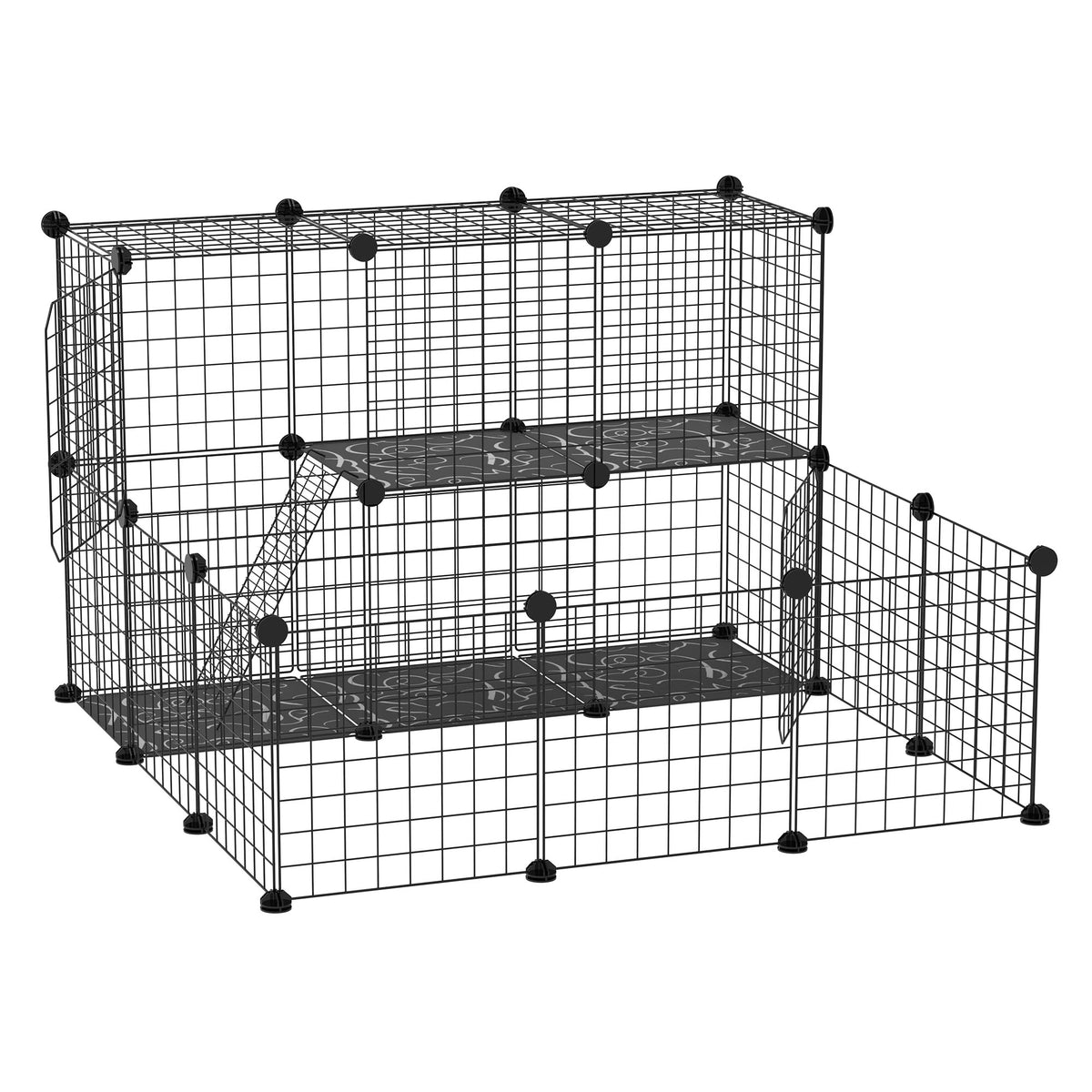 Cage pour Petits Animaux Cage à Lapins avec Porte, 31 Panneaux au Total, 41,3