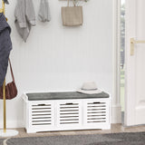 Banc de rangement pour chaussures rembourré avec coussin, avec 3 tiroirs, grand espace de rangement, tabouret de banc pour salon, meuble d'entrée