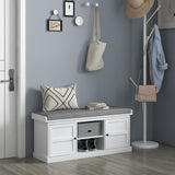 Shoe Storage Bench with Cushioned Seat, Entryway Bench Seat with 2 Cabinets and Adjustable Shelf for Hallway